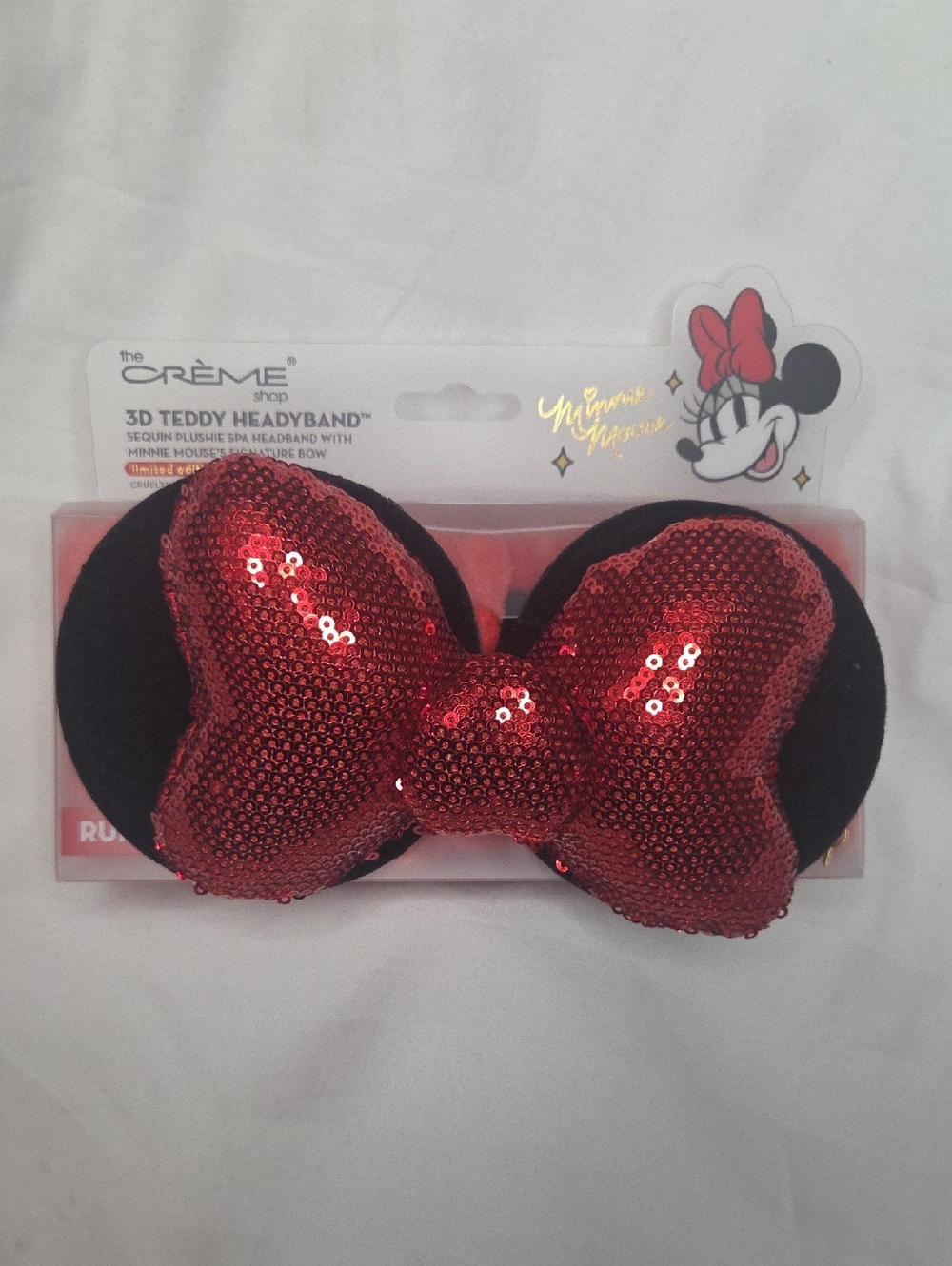 The Crème Shop x Minnie 3D Teddy Headband with Red Sequin Bow